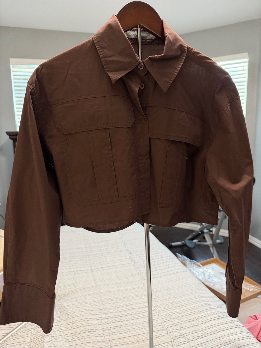 Zara Brown Cropped Utility Jacket